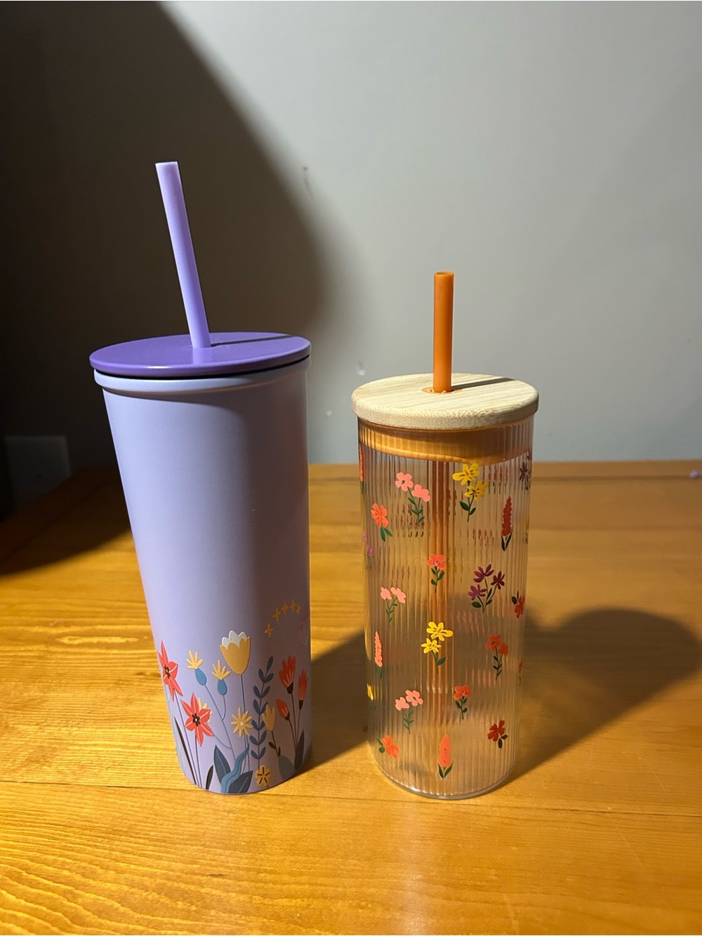 Lavender and Floral Insulated Tumbler with Straw